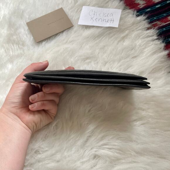 Bottega Veneta Intrecciato Bi-fold Woven Long Dark Brown Vertical Wallet - Picture 9 of 16